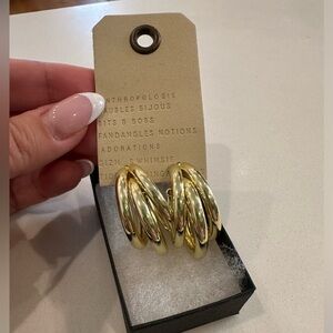 Anthropologie Lauryn Yellow Gold Hoop Earrings